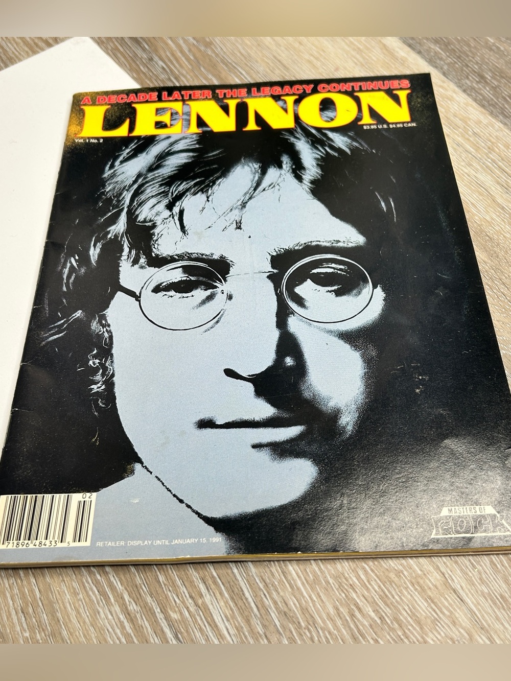 John Lennon Magazine 1990 •A Decade Later • Masters of Rock •Beatles Collectible